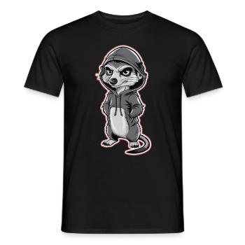 Cool meerkat in stylish hoodie - Men's T-Shirt - black - Front - AI Model Male 178 light (178cm)