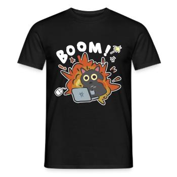 Teenage Summer Trend Funny IT Nerd Cat Boom - Men's T-Shirt - black - Front - AI Model Male 178 light (178cm)