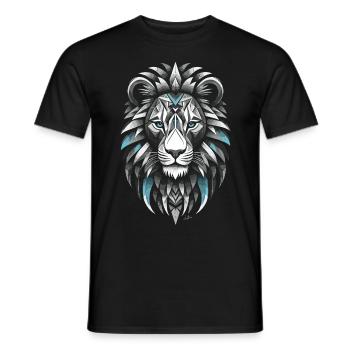 Schwarz-weißes und blaues Löwensymbol - Männer T-Shirt - Schwarz - Vorne - AI Model Male 178 light (178cm)