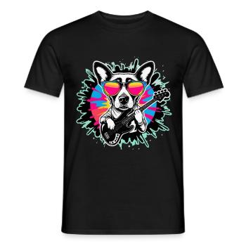 Hund und Bass, Bassisten und Hunde, Tiefe Töne - Männer T-Shirt - Schwarz - Vorne - AI Model Male 178 light (178cm)