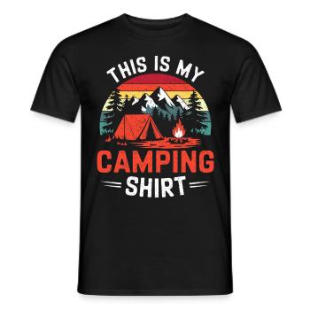 C’est ma chemise de camping Campen - T-shirt homme - noir - Devant - AI Model Male 178 light (178cm)