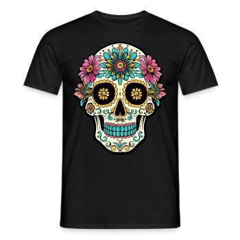 Tag der Toten Sugar Skull, Flippin Sweet Gear - Männer T-Shirt - Schwarz - Vorne - AI Model Male 178 light (178cm)