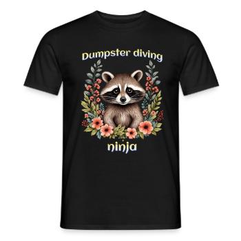 raccoon dumpster diving ninja - Men's T-Shirt - black - Front - AI Model Male 178 light (178cm)