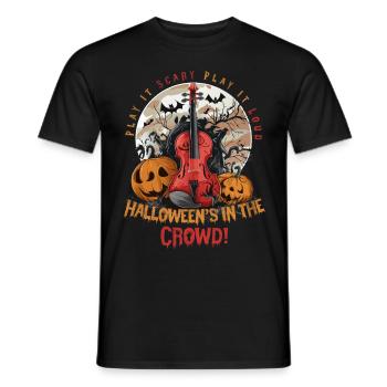 Halloween-Harmonie: Violine und Kürbiszauber - Männer T-Shirt - Schwarz - Vorne - AI Model Male 178 light (178cm)