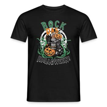 Rock das Halloween, Gitarre und Kürbis - Männer T-Shirt - Schwarz - Vorne - AI Model Male 178 light (178cm)