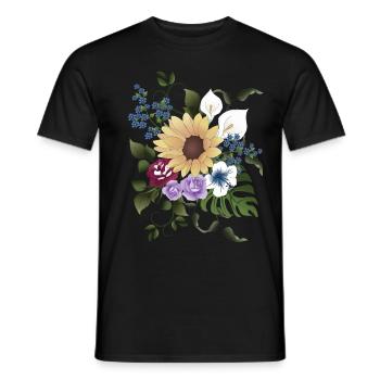 Blütenaragement - Männer T-Shirt - Schwarz - Vorne - AI Model Male 178 light (178cm)