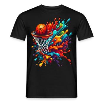 Basketball coloré Tie Dye Couleur Splash Hoop Net - T-shirt homme - noir - Devant - AI Model Male 178 light (178cm)