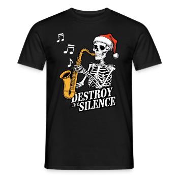 Skelett Saxophon Destroy the Silence Musik - Männer T-Shirt - Schwarz - Vorne - AI Model Male 178 light (178cm)