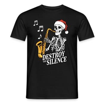 Skelett Saxophon Destroy the Silence Musik - Männer T-Shirt - Schwarz - Vorne - AI Model Male 178 light (178cm)