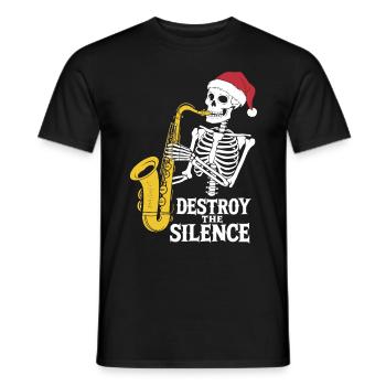 Skelett Saxophon Destroy the Silence Musik - Männer T-Shirt - Schwarz - Vorne - AI Model Male 178 light (178cm)