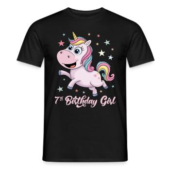 Licorne drôle 7e anniversaire fille - T-shirt homme - noir - Devant - AI Model Male 178 light (178cm)