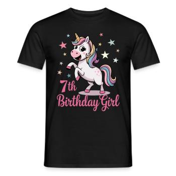 Licorne drôle 7e anniversaire fille - T-shirt homme - noir - Devant - AI Model Male 178 light (178cm)