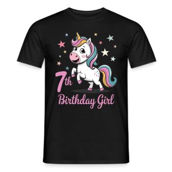 Licorne drôle 7e anniversaire fille - T-shirt homme - noir - Devant - AI Model Male 178 light (178cm)