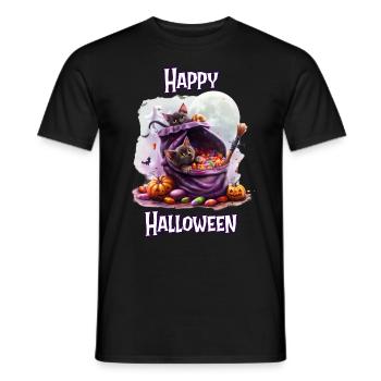 Halloween – Happy Halloween Cute Black Cats - Men's T-Shirt - black - Front - AI Model Male 178 light (178cm)
