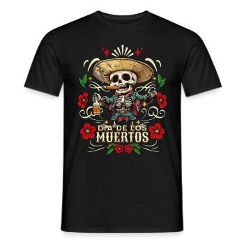 Dia De Los Muertos Skull Skull Tequilla - Men's T-Shirt - black - Front - AI Model Male 178 light (178cm)