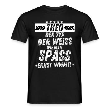 Theo der Typ Spaß Ernst lustiges Herren - Männer T-Shirt - Schwarz - Vorne - AI Model Male 178 light (178cm)