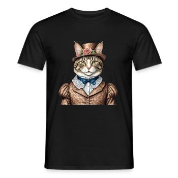Aristocrat cat - Men's T-Shirt - black - Front - AI Model Male 178 light (178cm)