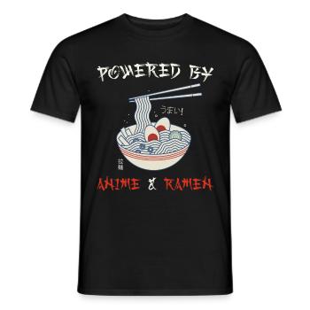 Powered By Anime & Ramen Love Japan Noodles - Männer T-Shirt - Schwarz - Vorne - AI Model Male 178 light (178cm)