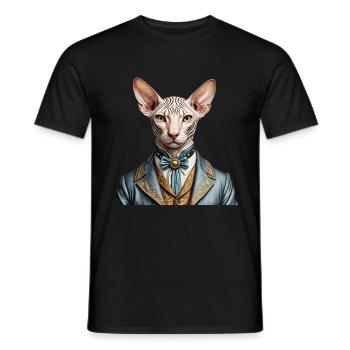 Elegante Sphynx - Männer T-Shirt - Schwarz - Vorne - AI Model Male 178 light (178cm)
