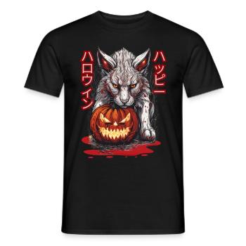 Luchs (Happy Halloween [jap.]) - Männer T-Shirt - Schwarz - Vorne - AI Model Male 178 light (178cm)