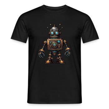 Robot steampunk - T-shirt homme - noir - Devant - AI Model Male 178 light (178cm)