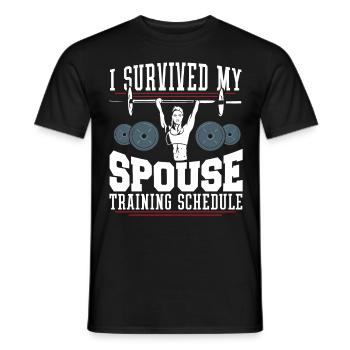 Fitnesstraining Trainingsplan Ehepartners überlebt - Männer T-Shirt - Schwarz - Vorne - AI Model Male 178 light (178cm)