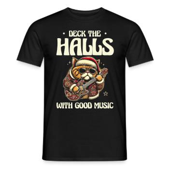 Schmücke Hallen guter Musik, Weihnachtsdekoration - Männer T-Shirt - Schwarz - Vorne - AI Model Male 178 light (178cm)