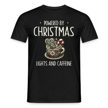 Powered Christmas Lights Caffeine Holiday - Men's T-Shirt - black - Front - AI Model Male 178 light (178cm)