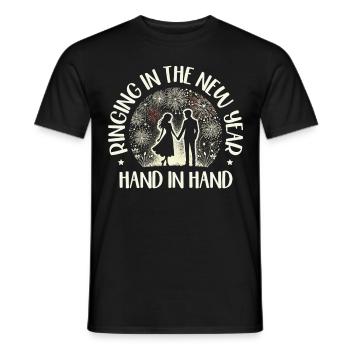 Ring in New Year Hand in Hand, Couple Goals, Love - Men's T-Shirt - black - Front - AI Model Male 178 light (178cm)