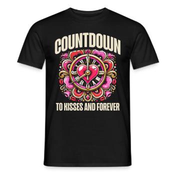 Countdown to Kisses and Forever, New Year's romance - Men's T-Shirt - black - Front - AI Model Male 178 light (178cm)