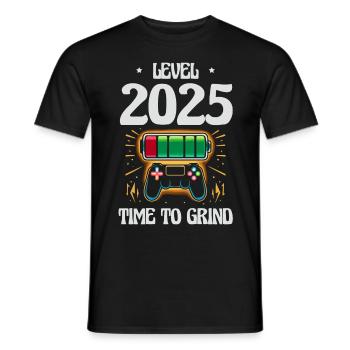 Niveau 2025 Temps de mouture, Objectifs de jeu, Jour de l’An - T-shirt homme - noir - Devant - AI Model Male 178 light (178cm)