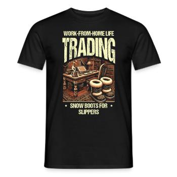 Work From Home Life Swap Snow Boots Slipper - Men's T-Shirt - black - Front - AI Model Male 178 light (178cm)