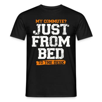Mon chemin du lit au bureau : le plaisir du travail à distance - T-shirt homme - noir - Devant - AI Model Male 178 light (178cm)