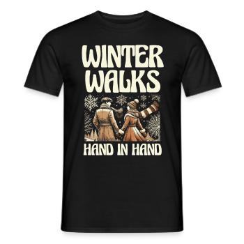 Winterspaziergänge Hand in Hand, romantisch Winter - Männer T-Shirt - Schwarz - Vorne - AI Model Male 178 light (178cm)