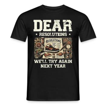 New resolutions, we'll try next year - Men's T-Shirt - black - Front - AI Model Male 178 light (178cm)