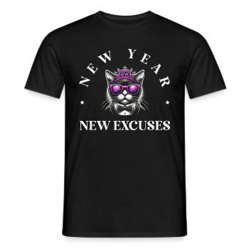 New Year's Day, New Excuses, Intentional Humor, Goal Setting - Men's T-Shirt - black - Front - AI Model Male 178 light (178cm)