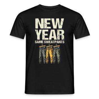 Nouvel An, Même pantalon de survêtement, Humour, Nouvel An, Humeur - T-shirt homme - noir - Devant - AI Model Male 178 light (178cm)