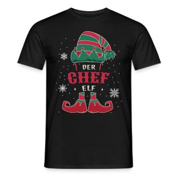Elf Tenue de Noël Noël en famille - T-shirt homme - noir - Devant - AI Model Male 178 light (178cm)
