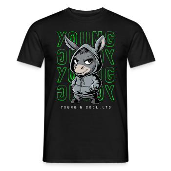 âne jeune et cool amoureux des animaux - T-shirt homme - noir - Devant - AI Model Male 178 light (178cm)