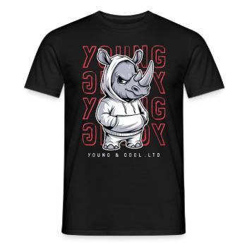 Rhinocéros jeune et cool amoureux des animaux - T-shirt homme - noir - Devant - AI Model Male 178 light (178cm)