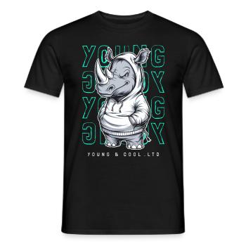 Rhinocéros jeune et cool amoureux des animaux - T-shirt homme - noir - Devant - AI Model Male 178 light (178cm)