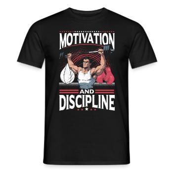 Motivation und Disziplin Fitnessstudio Fitness - Männer T-Shirt - Schwarz - Vorne - AI Model Male 178 light (178cm)