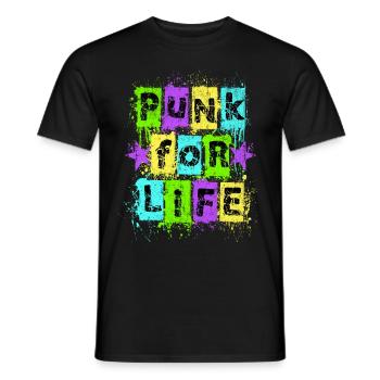 Punk For Life Neon Graffiti T-Shirt Design - Men's T-Shirt - black - Front - AI Model Male 178 light (178cm)