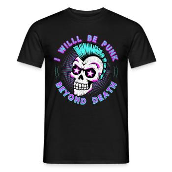 Neon Punk Rock Totenkopf Design - Punk jenseits des Todes 80 - Männer T-Shirt - Schwarz - Vorne - AI Model Male 178 light (178cm)