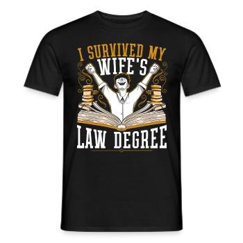 Jura studieren Jurastudium meiner Frau überlebt - Männer T-Shirt - Schwarz - Vorne - AI Model Male 178 light (178cm)