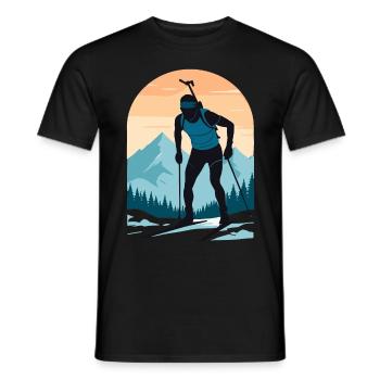 Biathlon Biathlete Winter Sports - Men's T-Shirt - black - Front - AI Model Male 178 light (178cm)