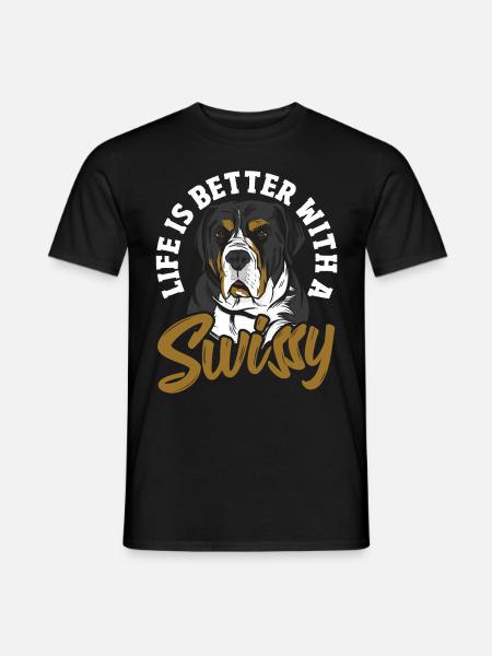 Livet er bedre med en schweizer - Mænd T-shirt - sort