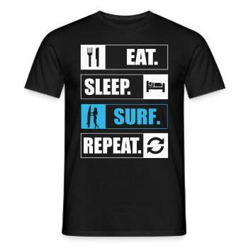Eat Sleep Surf Repeat Surfen - Men's T-Shirt - black - Front - AI Model Male 178 light (178cm)