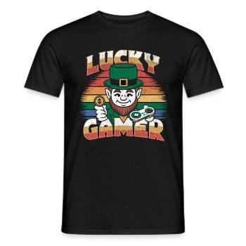 Lucky Gamer - St Patricks Day - rétro vintage - T-shirt homme - noir - Devant - AI Model Male 178 light (178cm)
