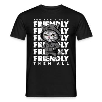 chat agacé drôle chat design dire - T-shirt homme - noir - Devant - AI Model Male 178 light (178cm)